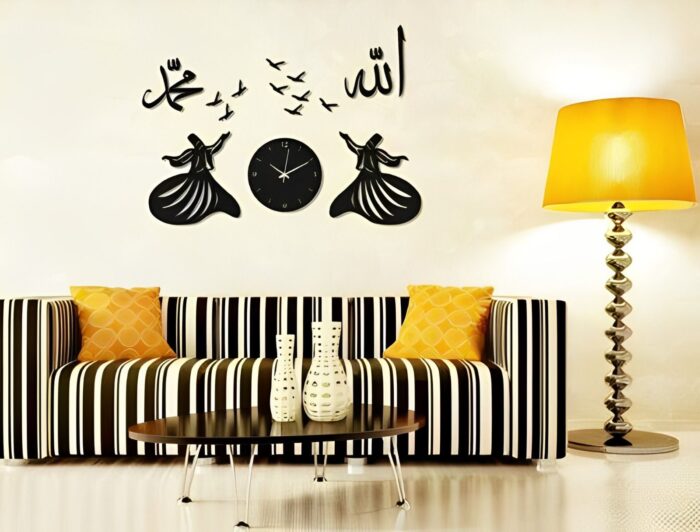 Darwaish clock / Islamic Calligraphy wall clock