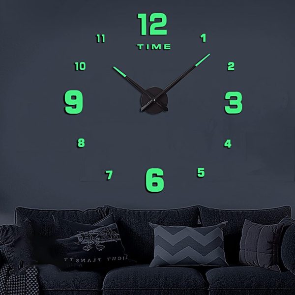 Wooden Numbers Wall Clocks Round Dial Only Glow In The Dark